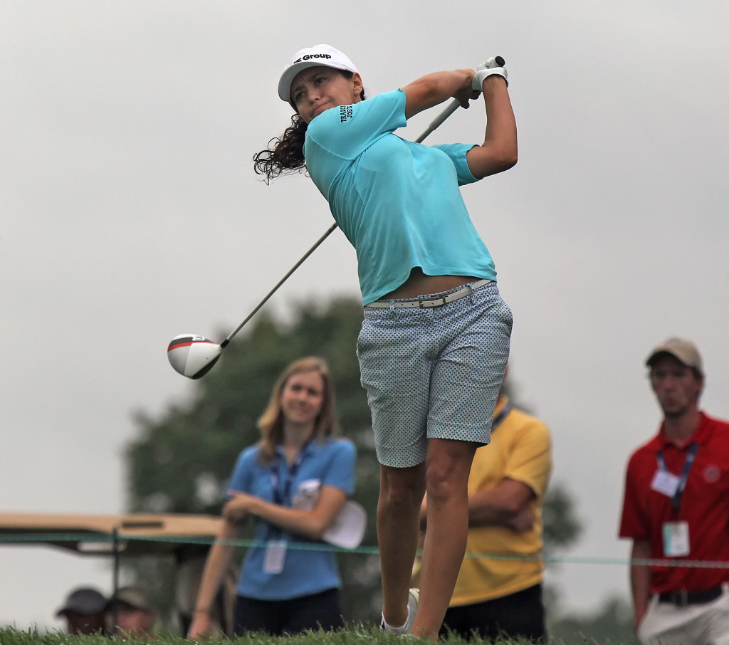 Mo Martin, tees off on the 4th hole, during first day action of the 70th US Women's Open at Lancaster Country Club Thursday July 9, 2015. (Photo/Chris Knight)