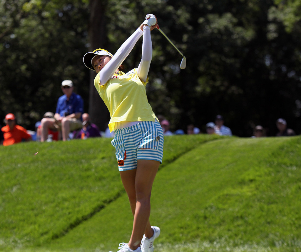Chella Choi, tees off on the 12th hole, during third day action of the 70th US Women's Open at Lancaster Country Club Saturday July 11, 2015. (Photo/Chris Knight)