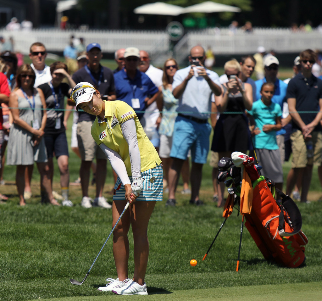 Chella Choi, chips off the fringe on the 14th hole, during third day action of the 70th US Women's Open at Lancaster Country Club Saturday July 11, 2015. (Photo/Chris Knight)