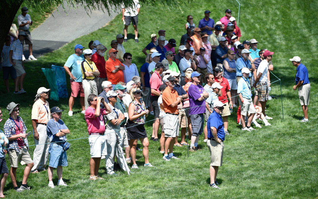 Patrons watch the action on five green during the second round of the US Women's Open at Lancaster Country Club on Friday, July 10, 2015. (Photo/Suzette Wenger)