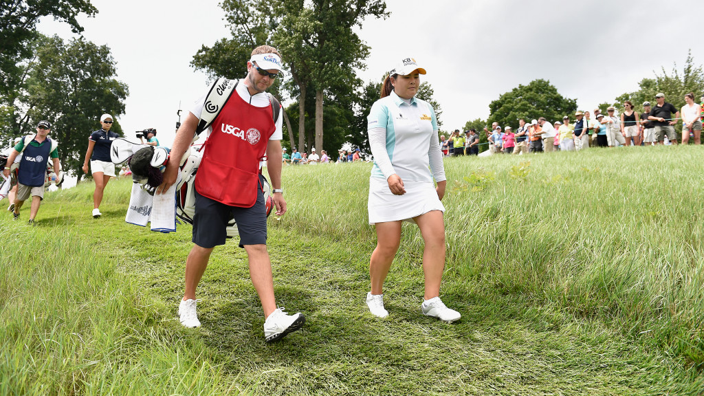 Inbee Park, the world's number one ranked player, walks toward the third fairway after teeing off duing the opening round of the US Women's Open at Lancaster Country Club on Thursday, July 9, 2015. (Photo/Suzette Wenger)
