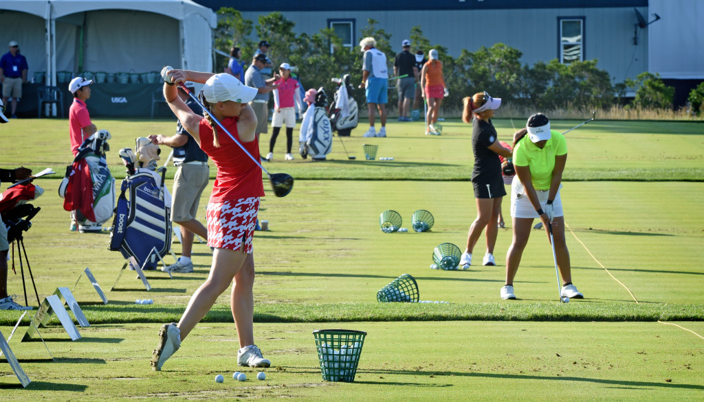 Golfers were out on the driving range at Lancaster Country Club Satruday morning before the start of  round 3 of the 2015 U.S. Women's Open. (Photo/Blaine Shahan)