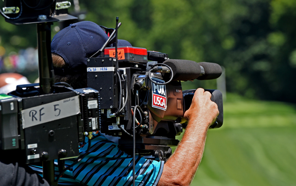 A Fox Sports camera catches the action along hole #2 at Lancaster Country Club in Round 3 of the 2013 U.S. Women's Open Saturday. (Photo/Blaine Shahan)