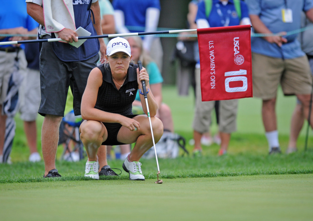 Haley Italia looks over the #10 green at Lancaster Country Club during the first round of the 2015 U.S. Open at Lancaster Country Club Thursday.