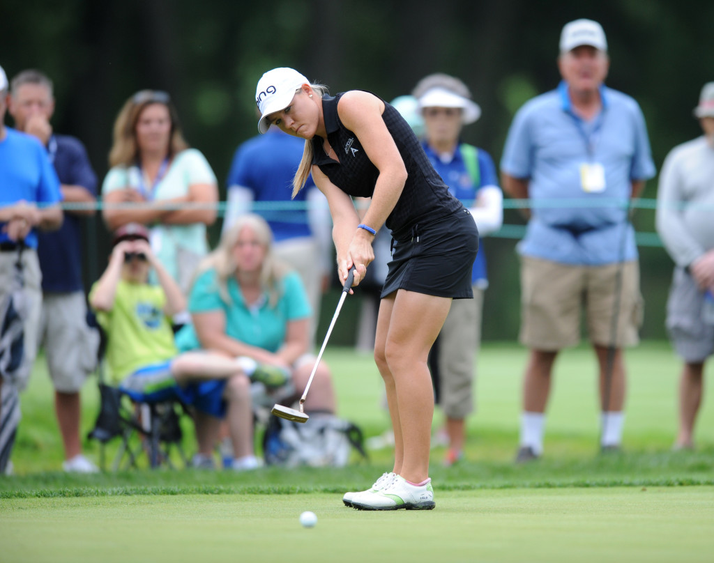 Haley Italia putts on the tenth green in the first round of the 2015 U.S. Open at Lancaster Country Club Thursday. (Photo/Patrick Blain)