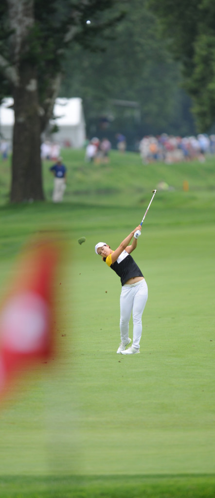 In Gee Chun hits an approach shot on seven at Lancaster Country Club in the first round of the 2015 U.S. Women's Open Thursday. (Photo/Patrick Blain)