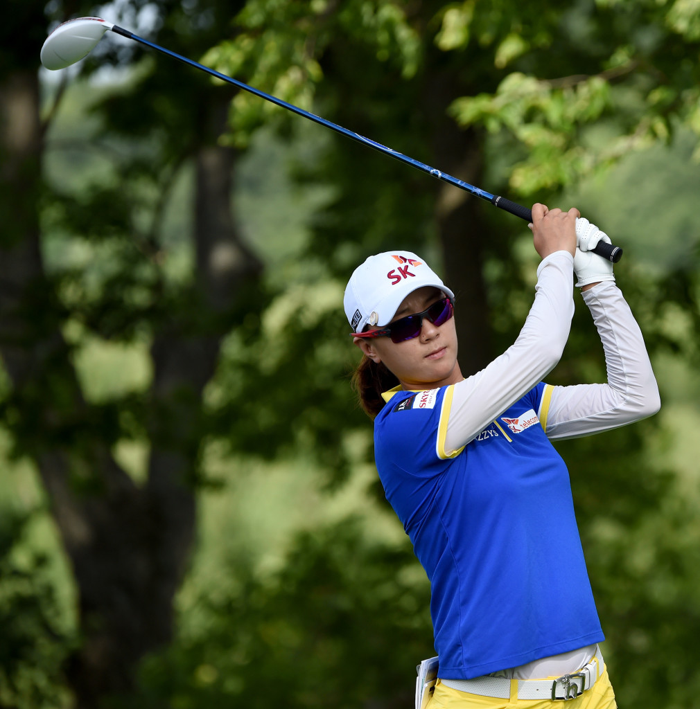 Na Yeon Choi watches her tee shot on 2 during the first round of the US Women's Open at Lancaster Country Club on Thursday, July 9.