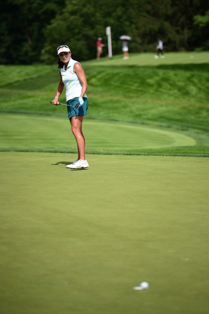 Lexi Thompson can't get this birdie putt to drop on 17 during the first round of the US Women's Open at Lancaster Country Club on Thursday, July 9.