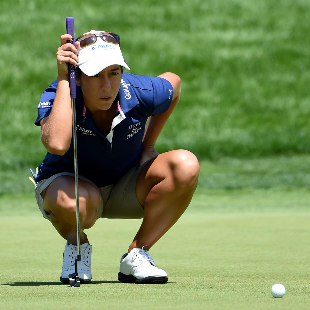 Marina Alex sizes up a putt on the 6th green during Round 2 of the US Women's Open at Lancaster Country Club on Friday, July 10. (Casey Kreider/LNP)