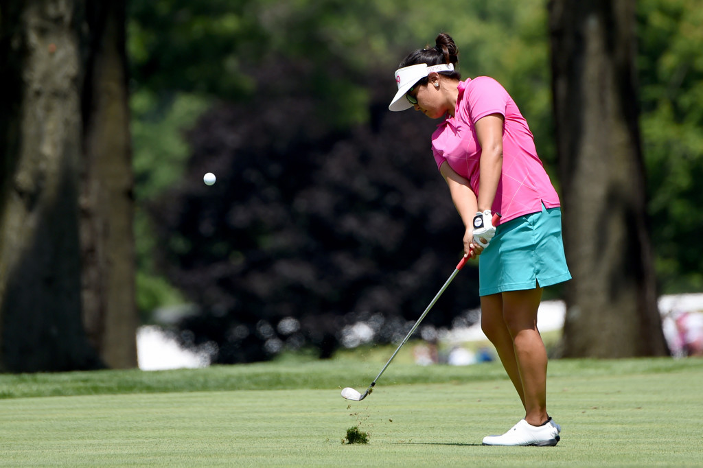 Jane Park chips from the fringe of the 9th hole during Round 2 of the US Women's Open at Lancaster Country Club on Friday, July 10. (Casey Kreider/LNP)