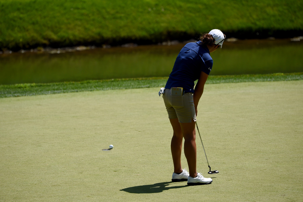 Marina Alex can't get a birdie putt to drop on the 7th hole during Round 2 of the US Women's Open at Lancaster Country Club on Friday, July 10. (Casey Kreider/LNP)